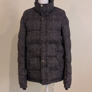 Tommy Hilfiger Men's Charcoal Plaid Quilted Puffer Jacket